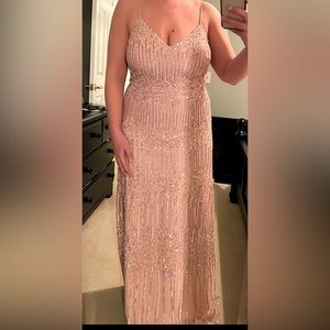 EUC Adrianna Papell platinum embellished formal dress size 10
